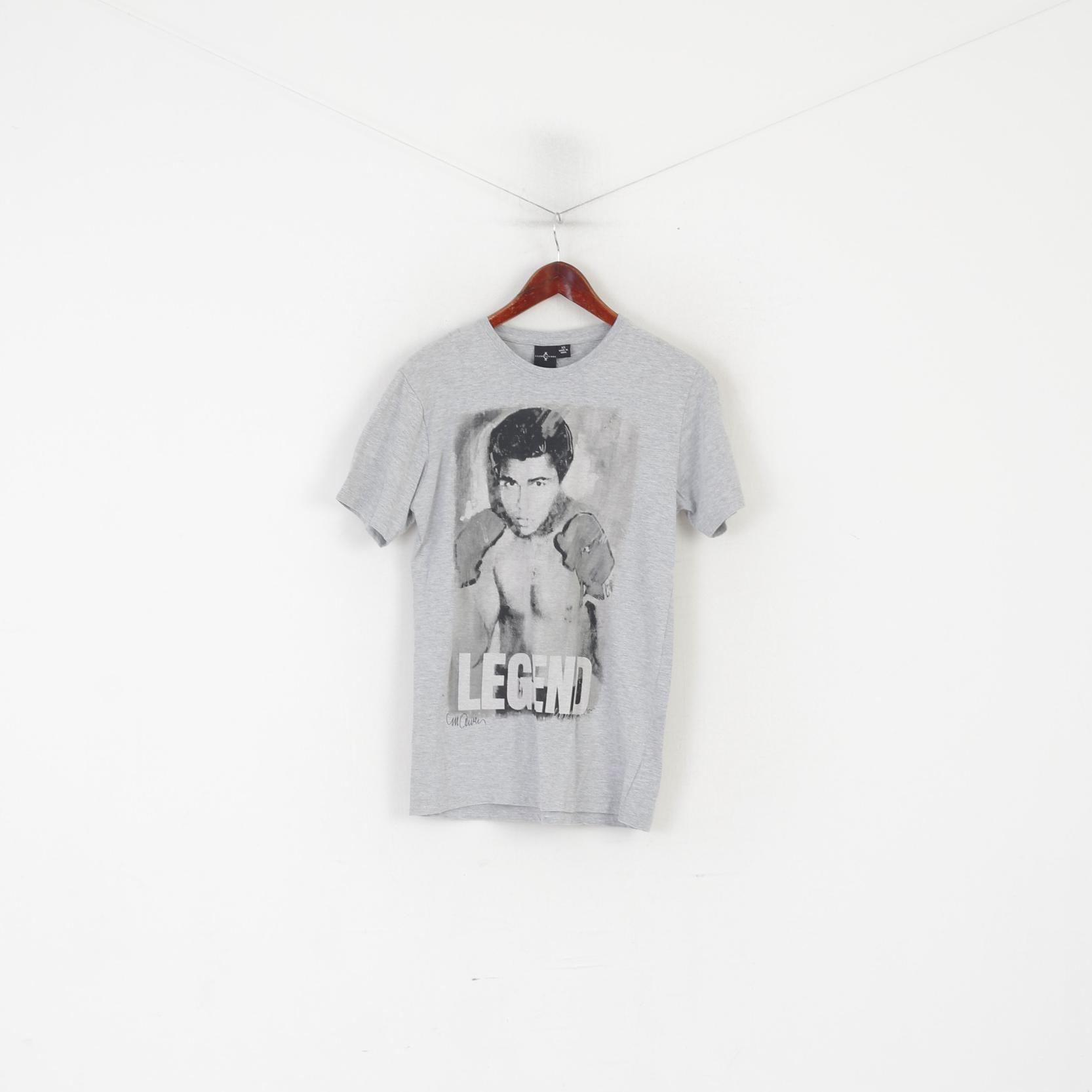 Cedarwood State Hommes XS Chemise Gris Coton Muhammad Ali Célébrité Icônes Haut