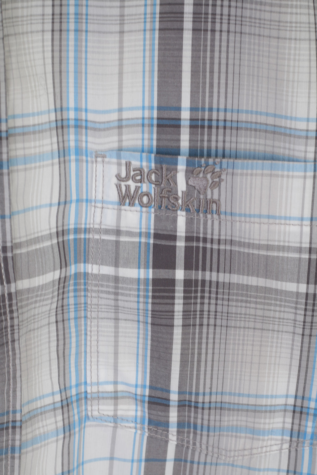 Jack Wolfskin Men 3XL Casual Shirt Gray Cotton Check Outdoor Short Sleeve Top