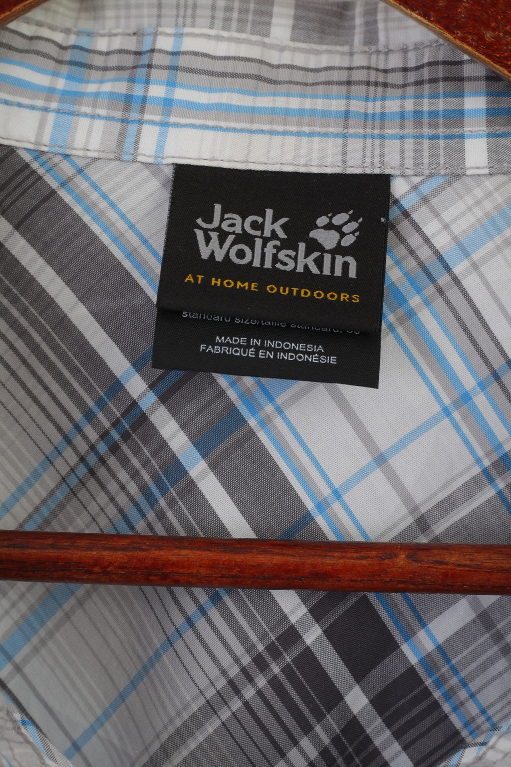 Jack Wolfskin Men 3XL Casual Shirt Gray Cotton Check Outdoor Short Sleeve Top