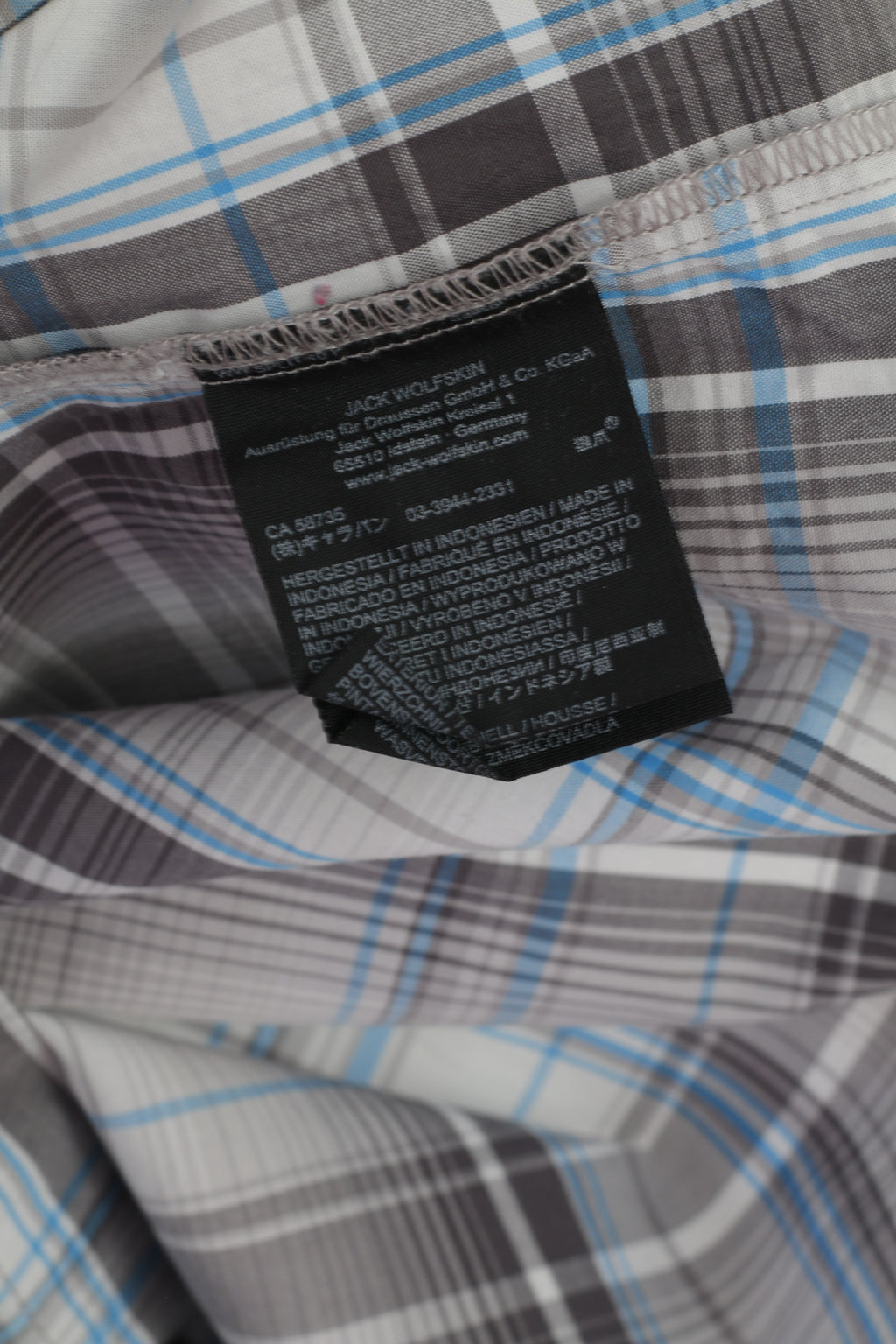 Jack Wolfskin Men 3XL Casual Shirt Gray Cotton Check Outdoor Short Sleeve Top