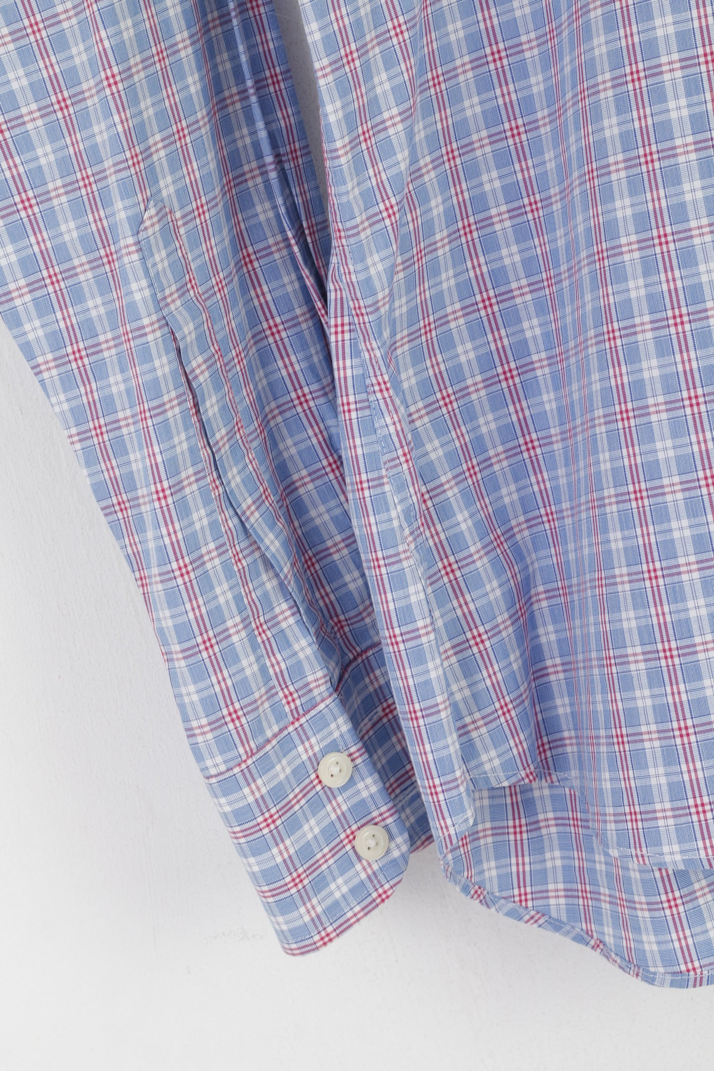 Charles Tyrwhitt Men 15.5 39 M Casual Shirt Blue Cotton Checkered Long Sleeve Top