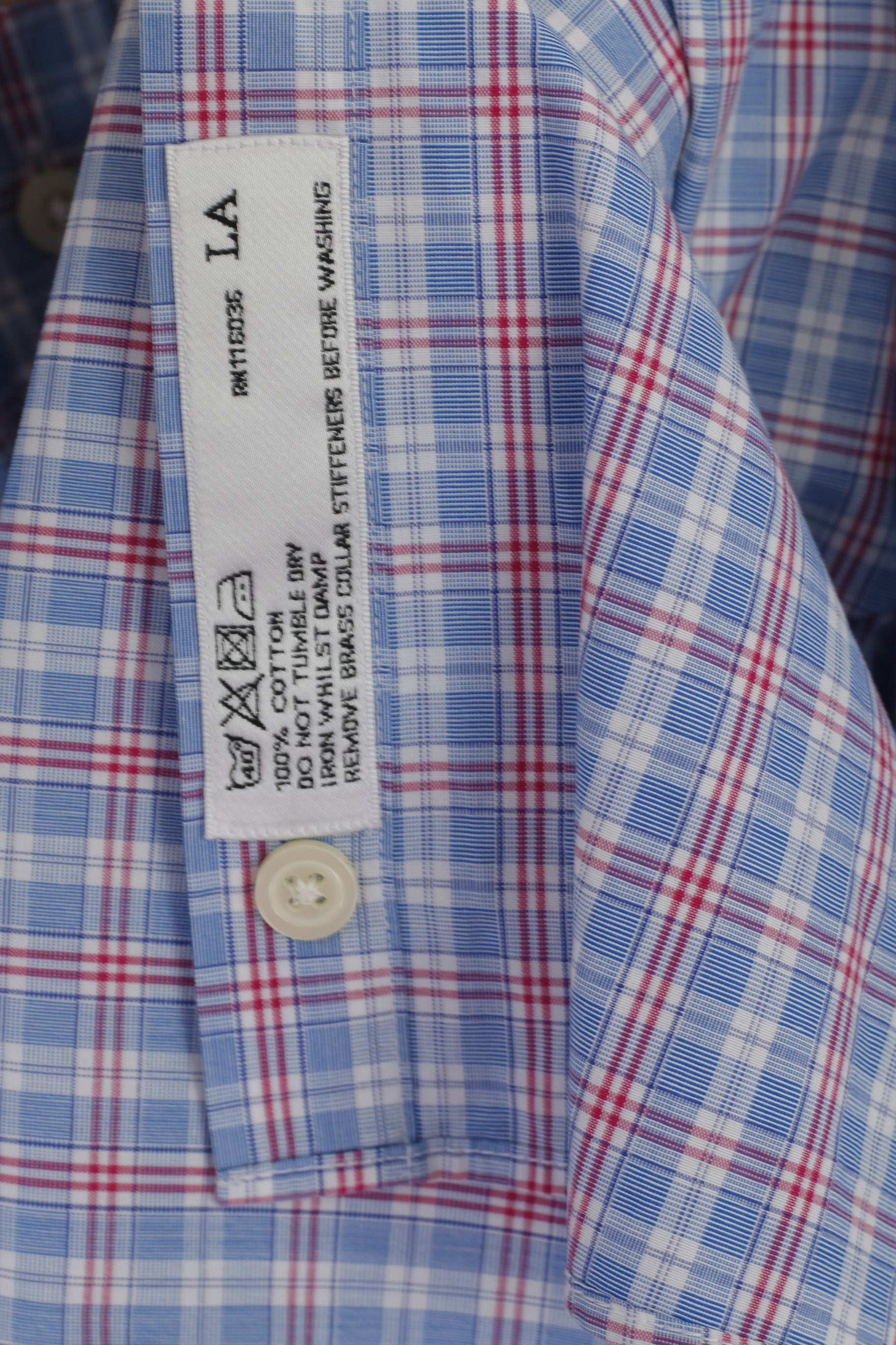 Charles Tyrwhitt Men 15.5 39 M Casual Shirt Blue Cotton Checkered Long Sleeve Top