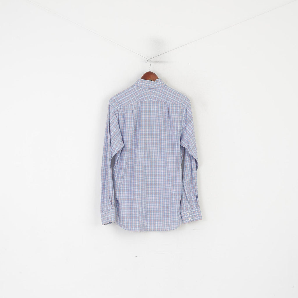 Charles Tyrwhitt Men 15.5 39 M Casual Shirt Blue Cotton Checkered Long Sleeve Top