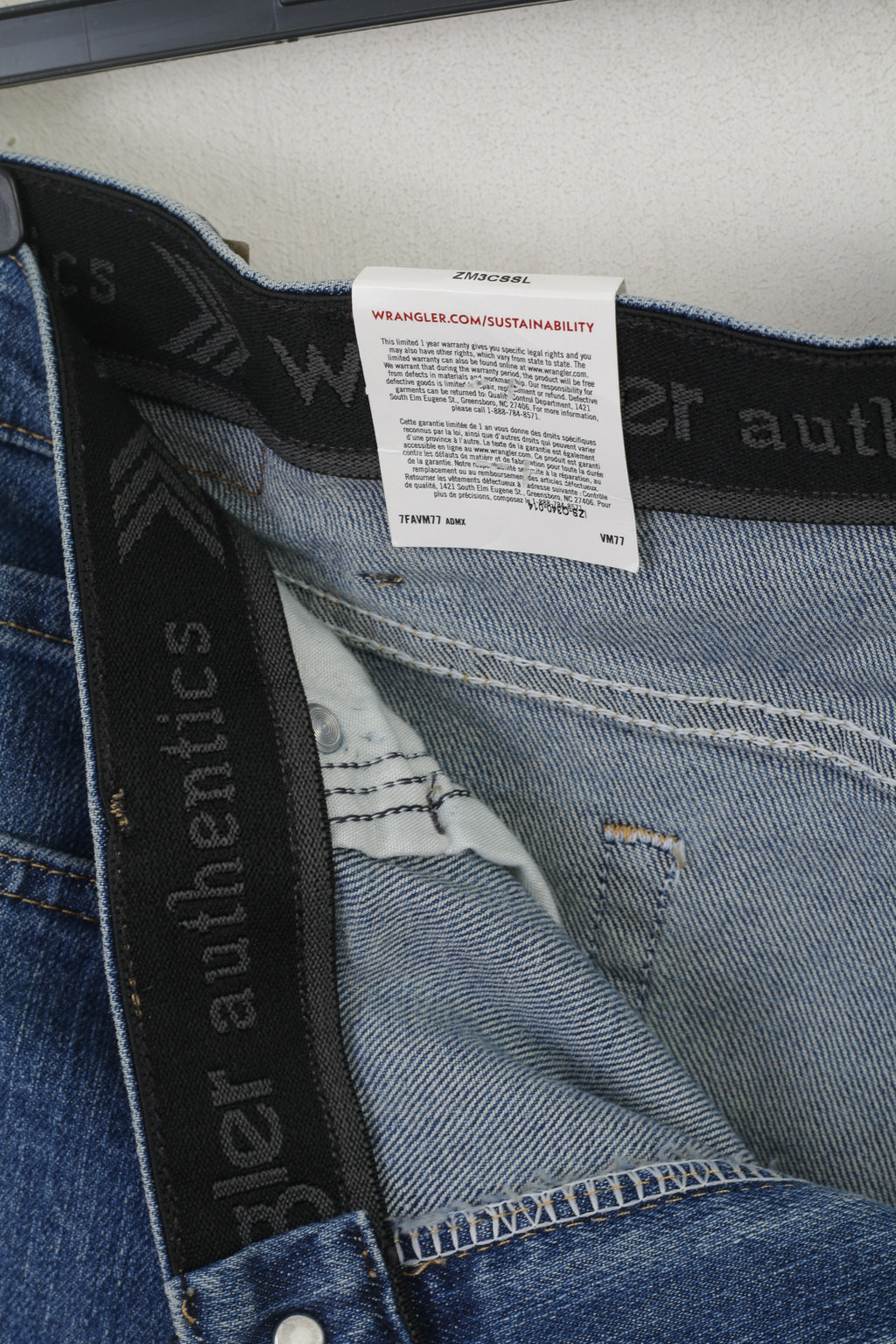 Nouveau Wrangler Authentics homme 34 jean pantalon bleu Denim pantalon droit