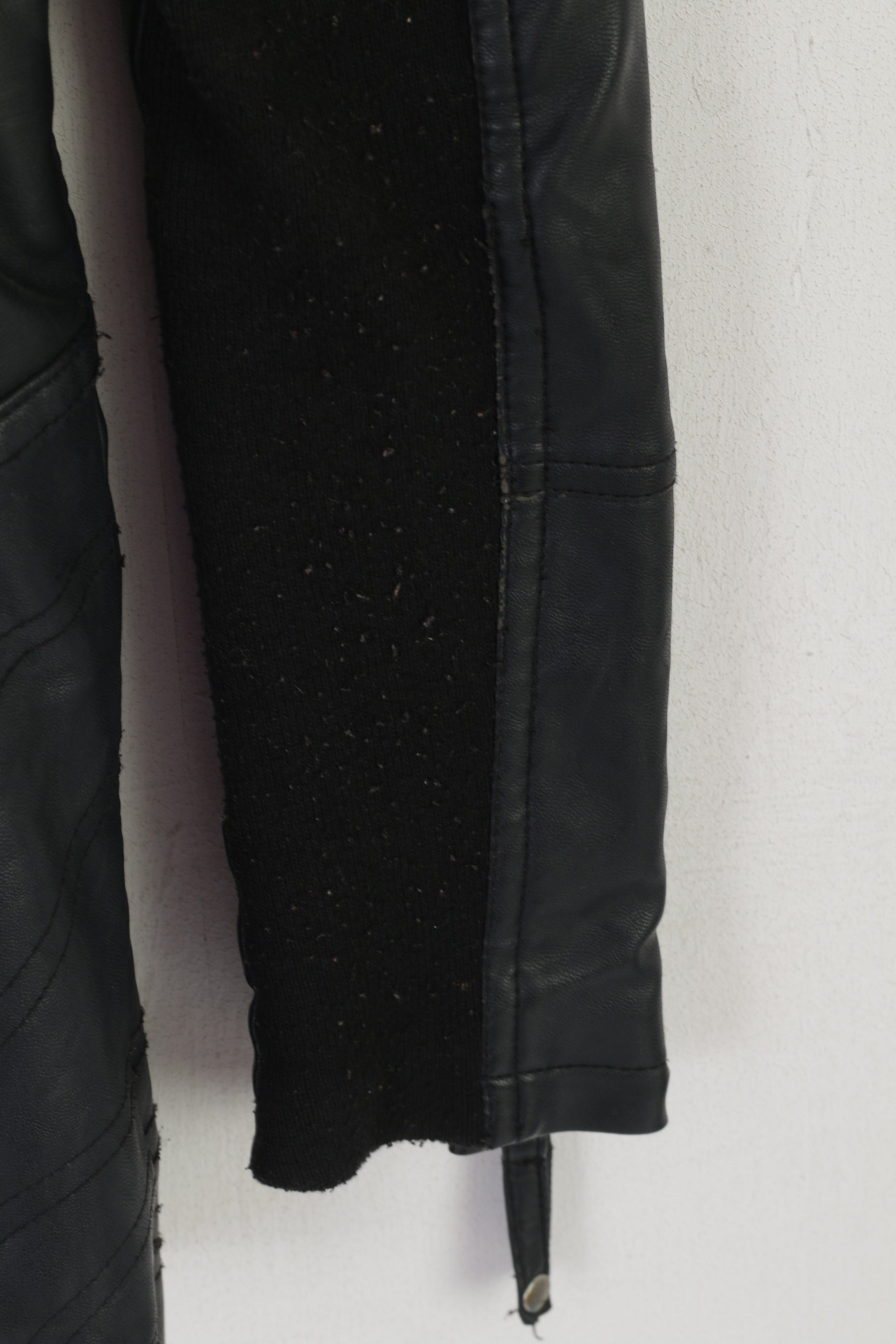 River Island Women 8 34 XS Jacket Black Biker Padded Ramones Full Zipper Top