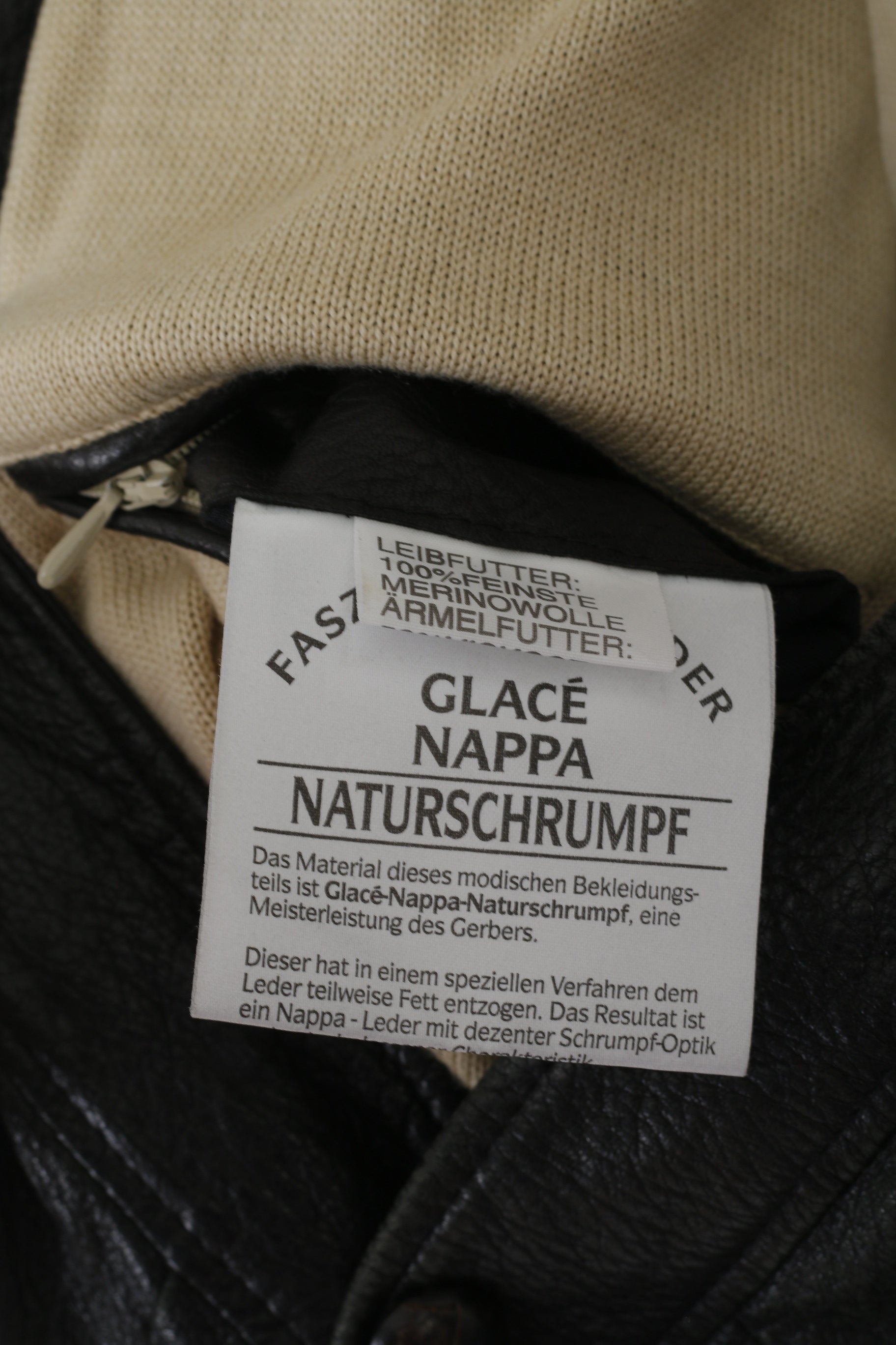 Kapraun Men XL Waistcoat Black Shiny Leather Buttoned Biker Merino Wool Lined Vest