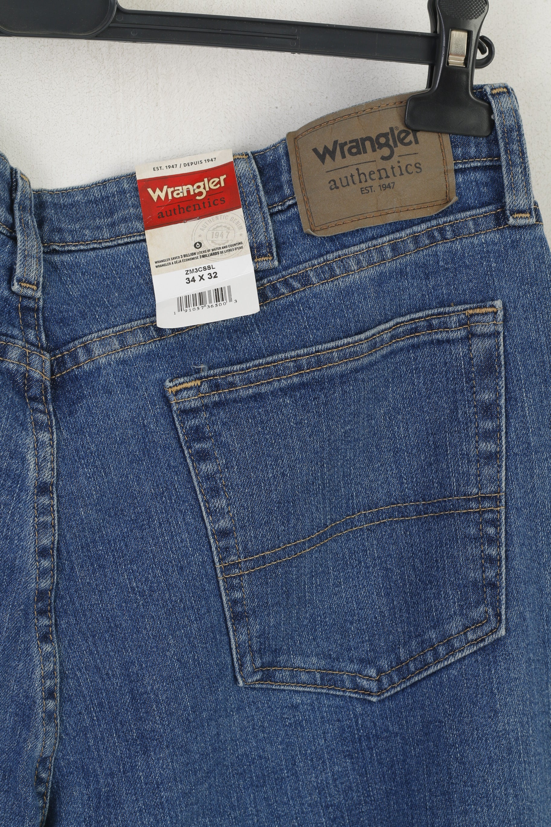 Nouveau Wrangler Authentics homme 34 jean pantalon bleu Denim pantalon droit