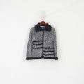 Cardigan da donna Elizabeth Scott Maglione con collo in pelliccia Boho grigio nero con cerniera intera