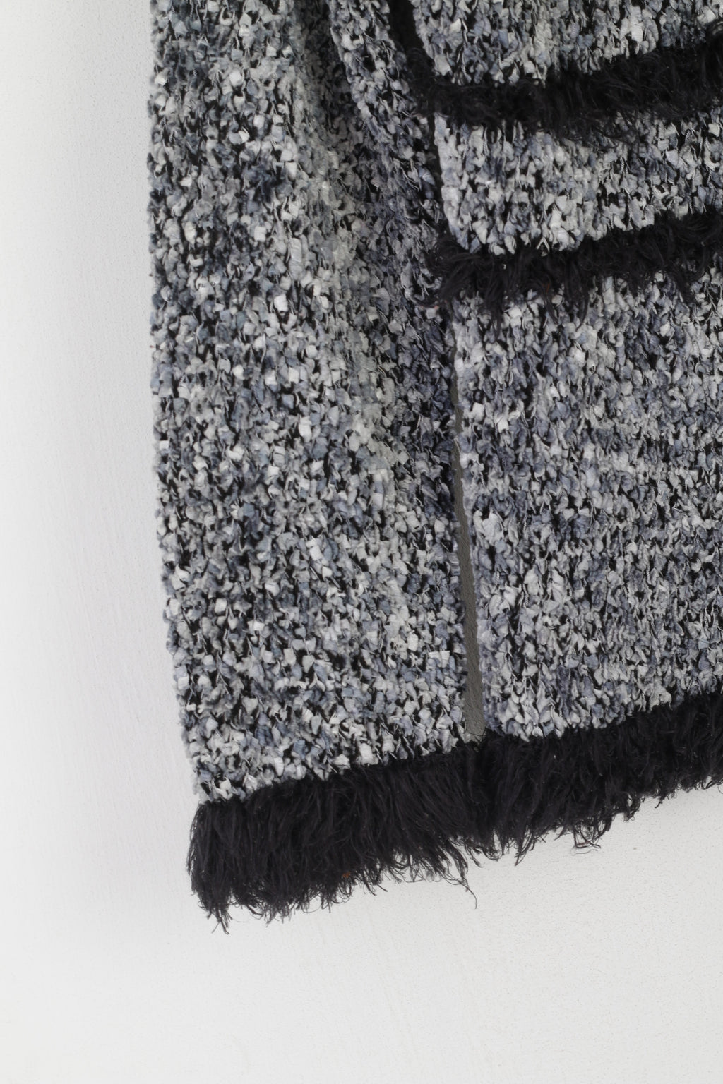 Elizabeth Scott Cardigan femme gris noir fermeture éclair complète Boho col en fourrure pull