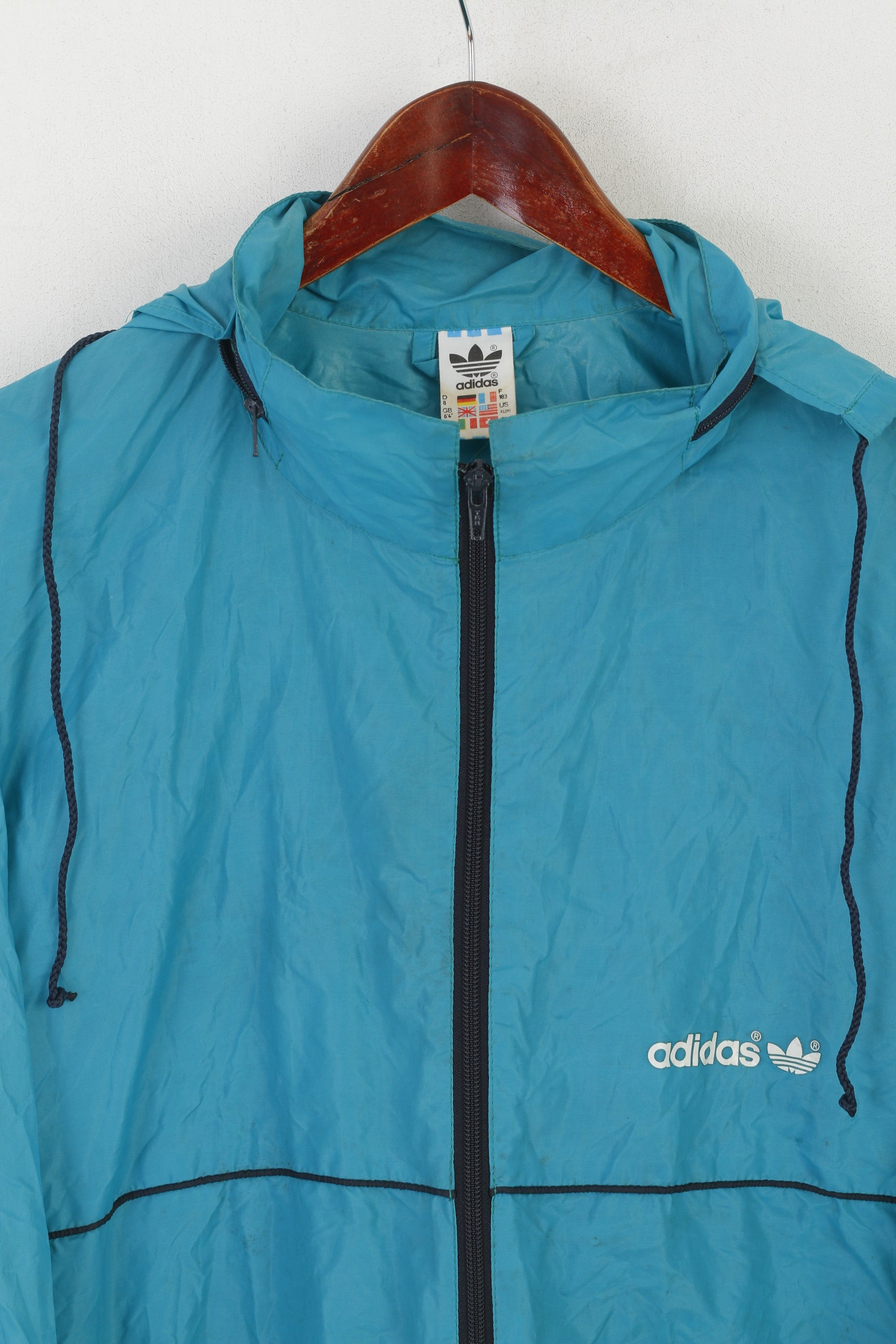 Adidas Men 183 L Jacket Sea Green Vintage Nylon Waterproof Zip Up