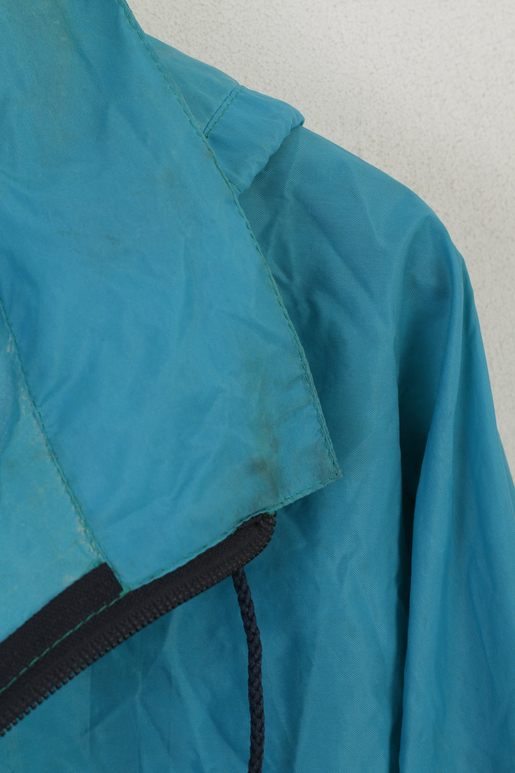 Giacca Adidas da uomo 183 L verde mare, nylon vintage, impermeabile, con zip e cappuccio