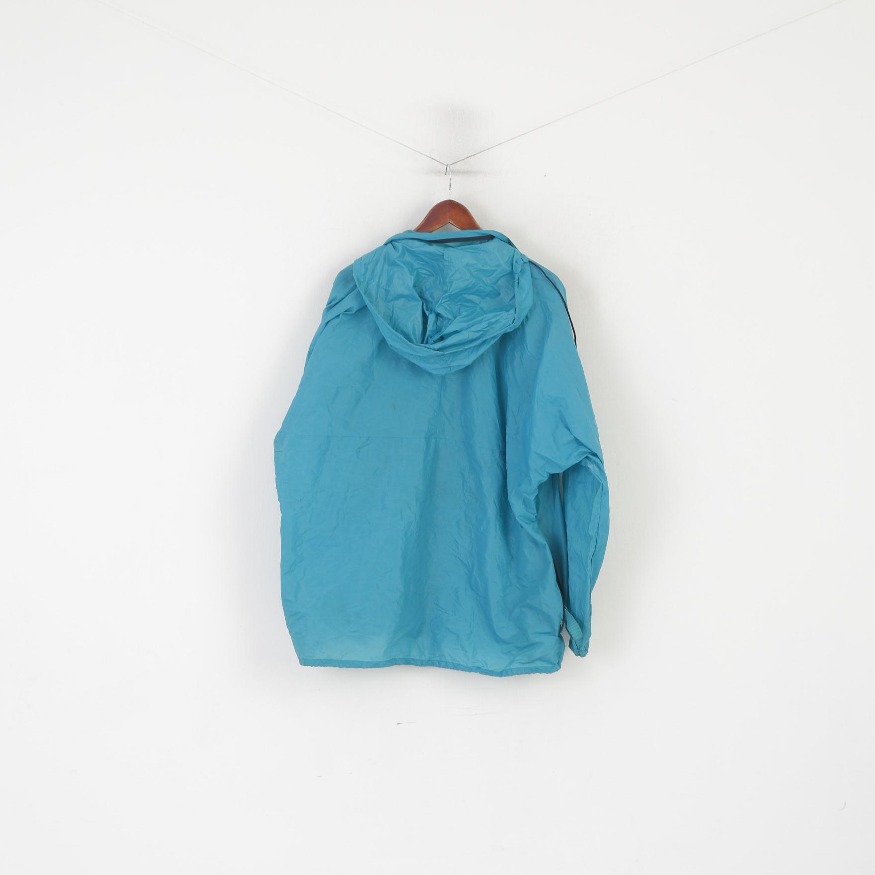 Giacca Adidas da uomo 183 L verde mare, nylon vintage, impermeabile, con zip e cappuccio