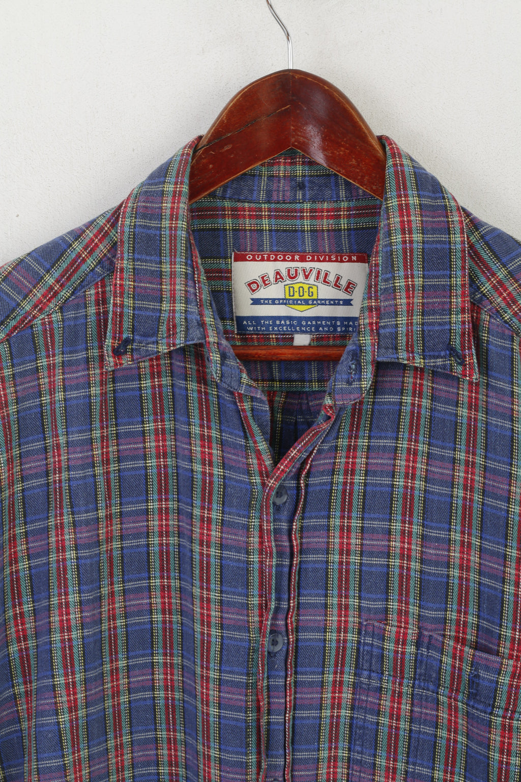 Deauville Dog Men XL Casual Shirt Blue Cotton Check Vintage Outdoor Division Top