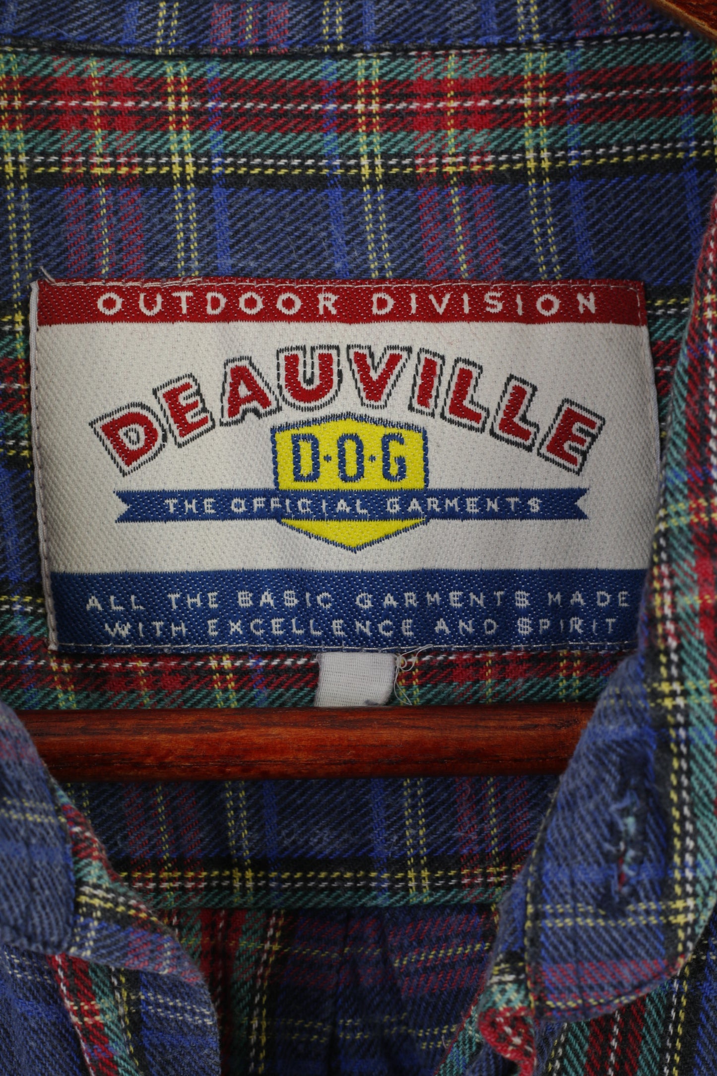 Deauville Dog Men XL Casual Shirt Blue Cotton Check Vintage Outdoor Division Top