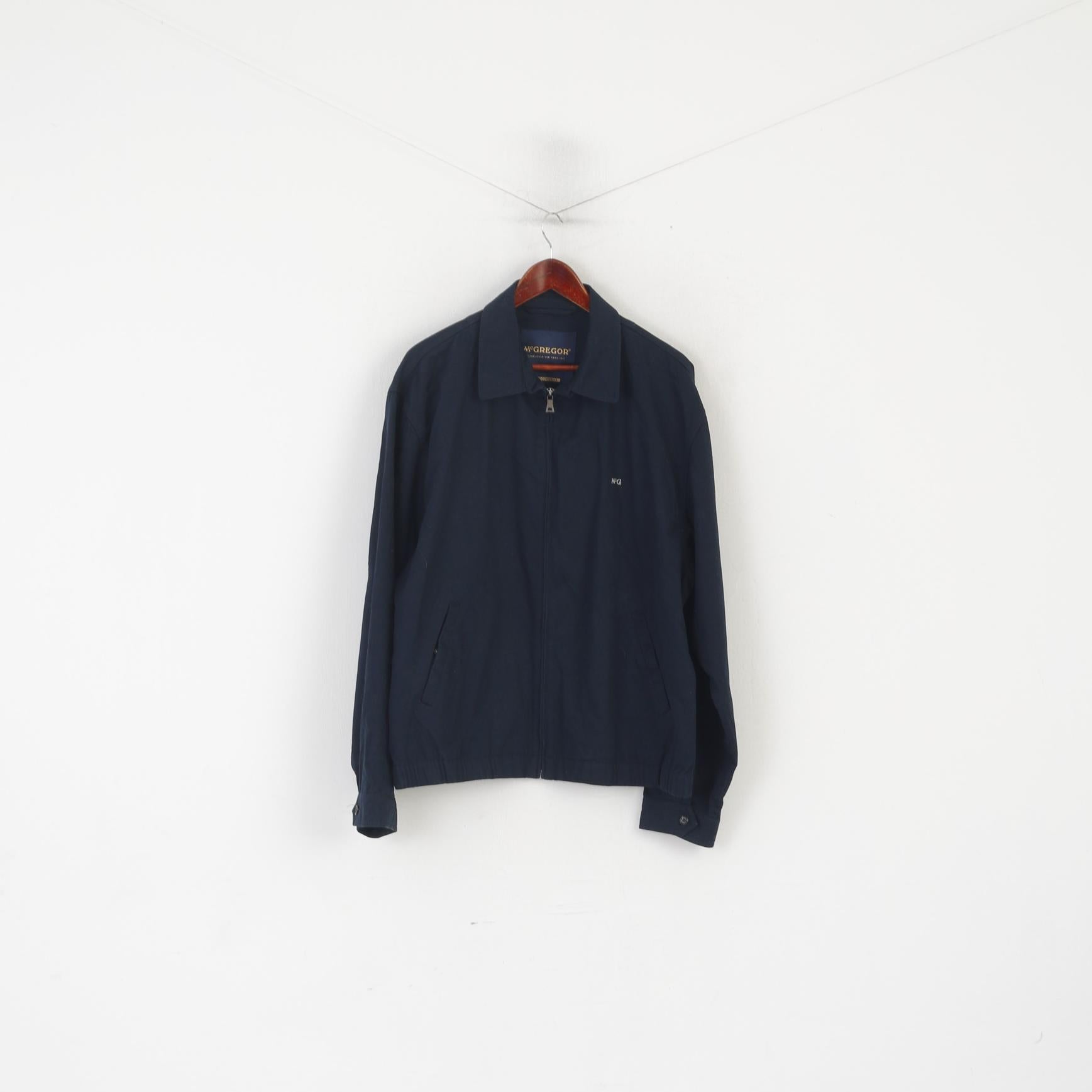 McGregor Giacca da uomo 54 L in cotone blu scuro per esterni con cerniera Harrington Top classico