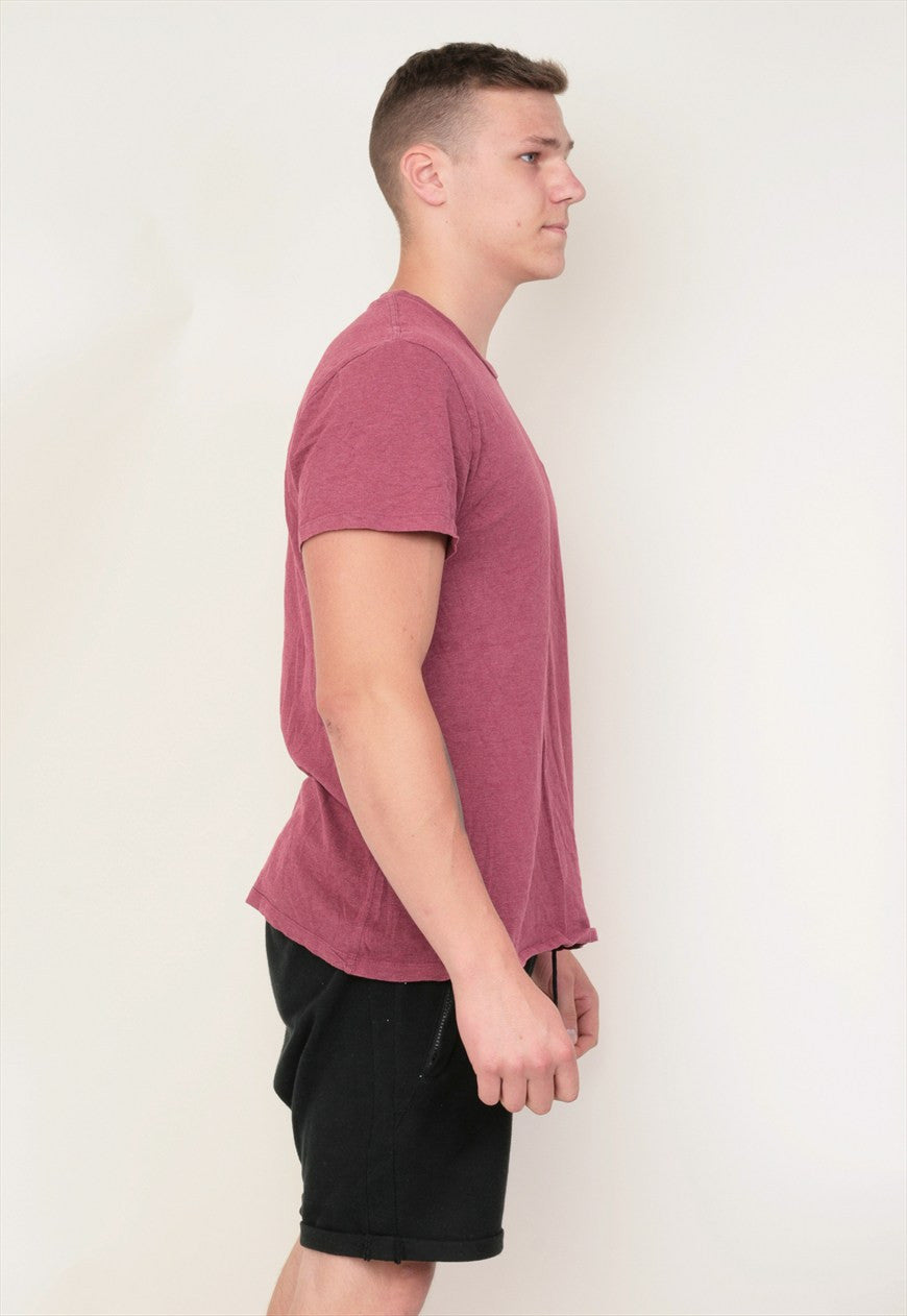 Superdry Mens XL Shirt Maroon Summer Short Sleeve Cotton - RetrospectClothes
