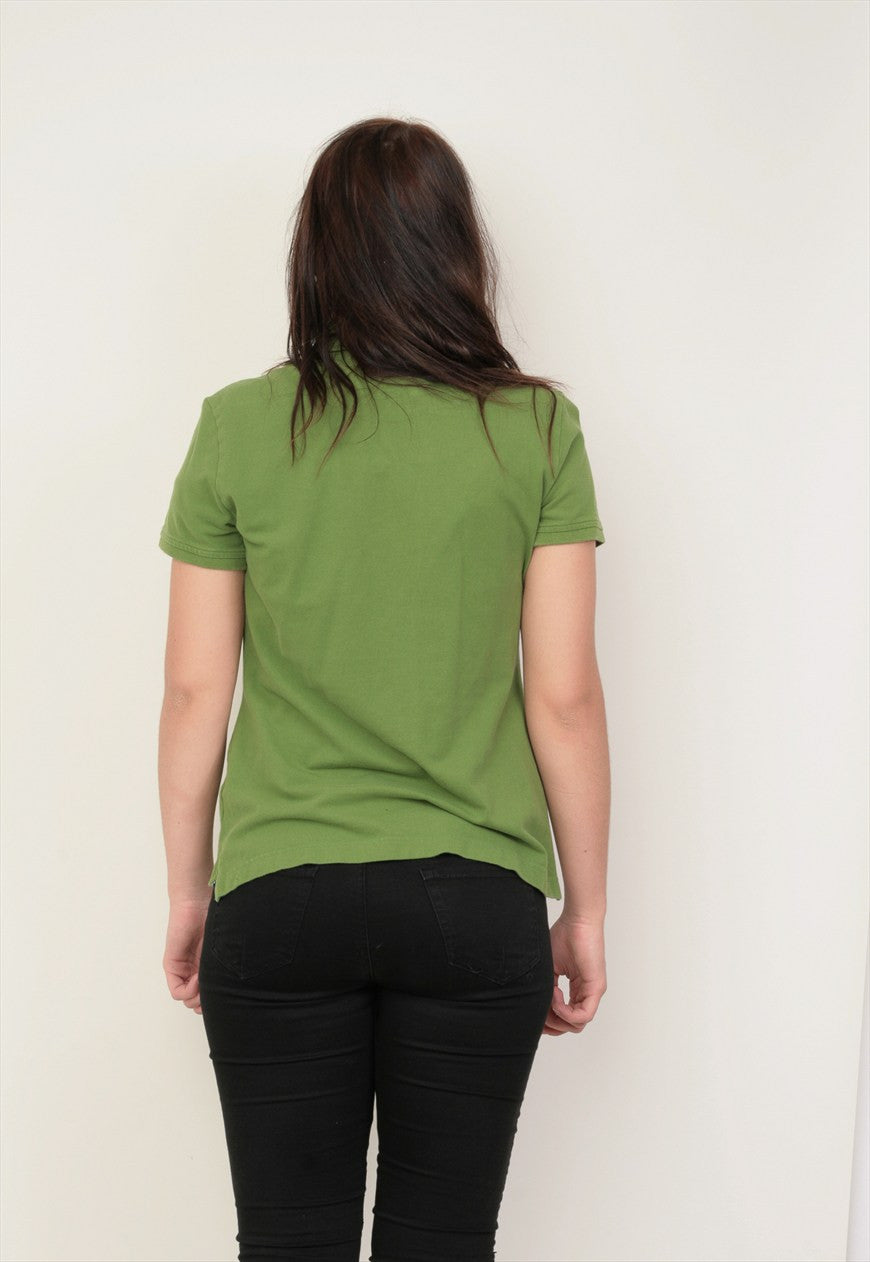 Tommy Hilfiger Womens L Polo Shirt Green Cotton - RetrospectClothes