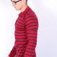 Hollister Mens M T-Shirt Long Sleeve Red Cotton Striped - RetrospectClothes