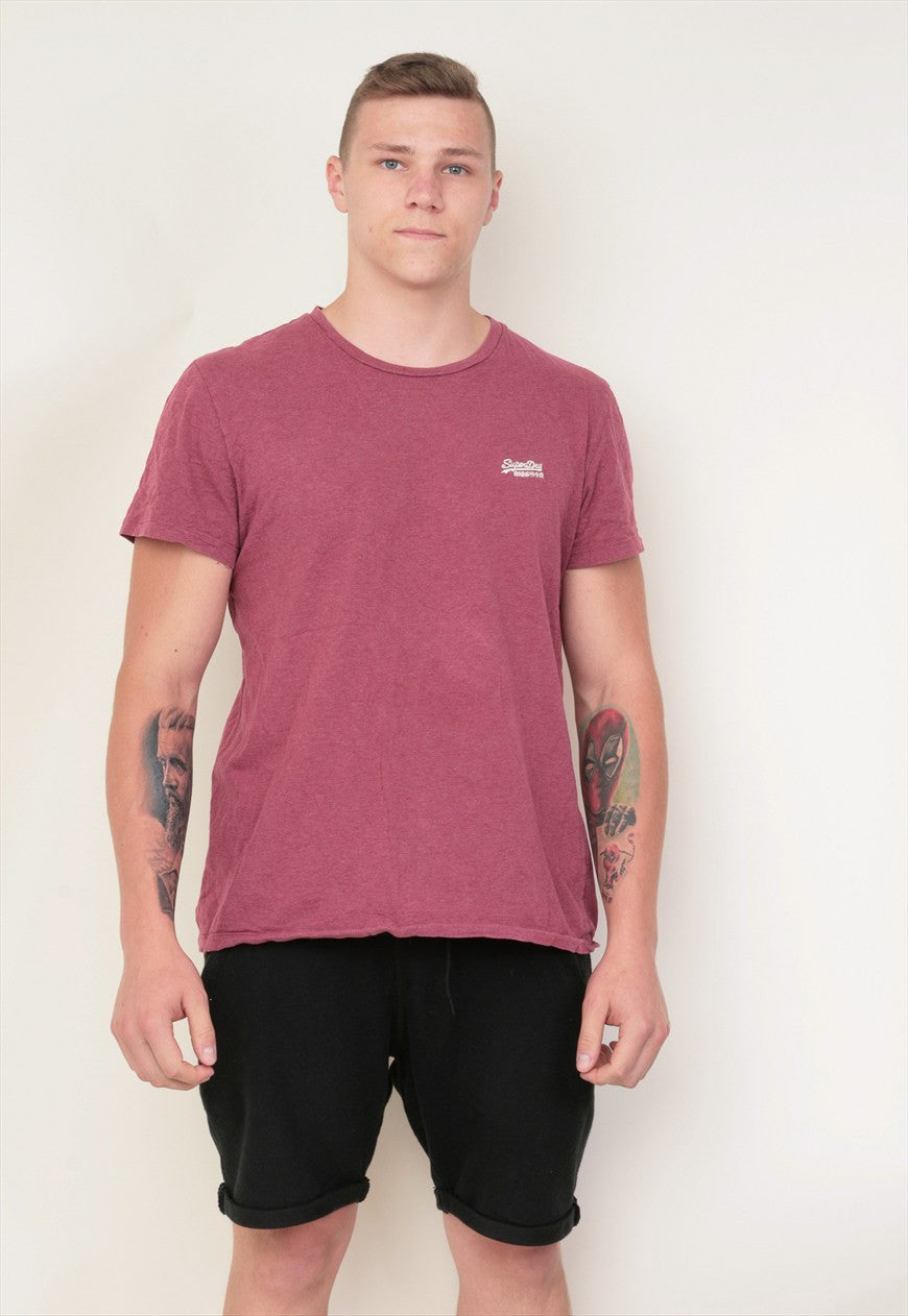 Superdry Mens XL Shirt Maroon Summer Short Sleeve Cotton - RetrospectClothes