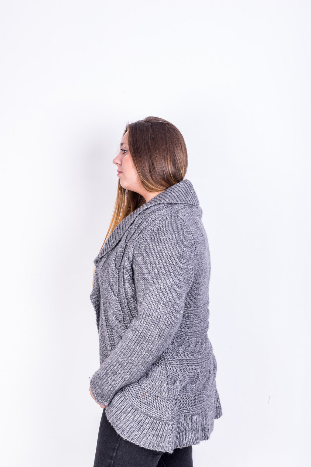 Jeffrey and Paula Womens XL 18 Cardigan Jumper Grey Sweater - RetrospectClothes