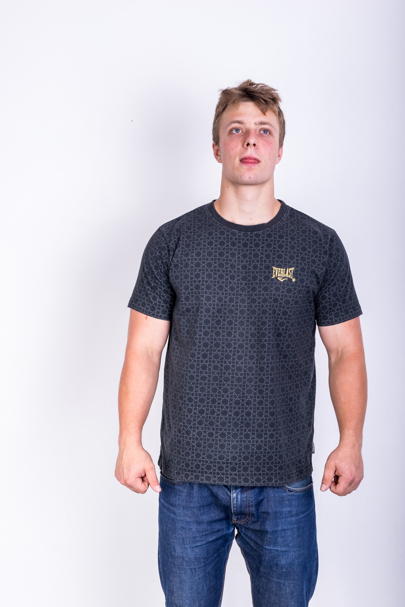 Everlast Mens L Shirt Crew Neck Black Summer Short Sleeve Cotton - RetrospectClothes