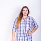 Love Sleep Dream Womens XL Pyjamas Check Blue Buttons Down Collar - RetrospectClothes