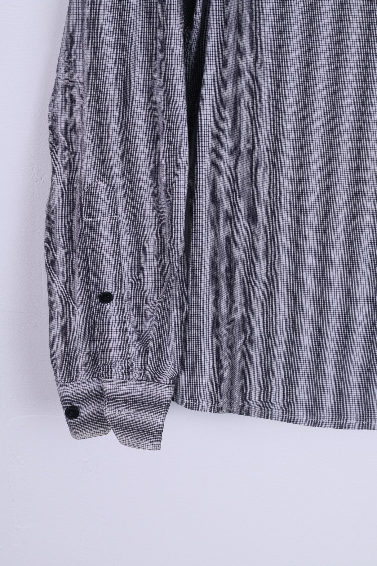 H&M Mens L (M) Casual Shirt Black White Striped Cotton Long Sleeve
