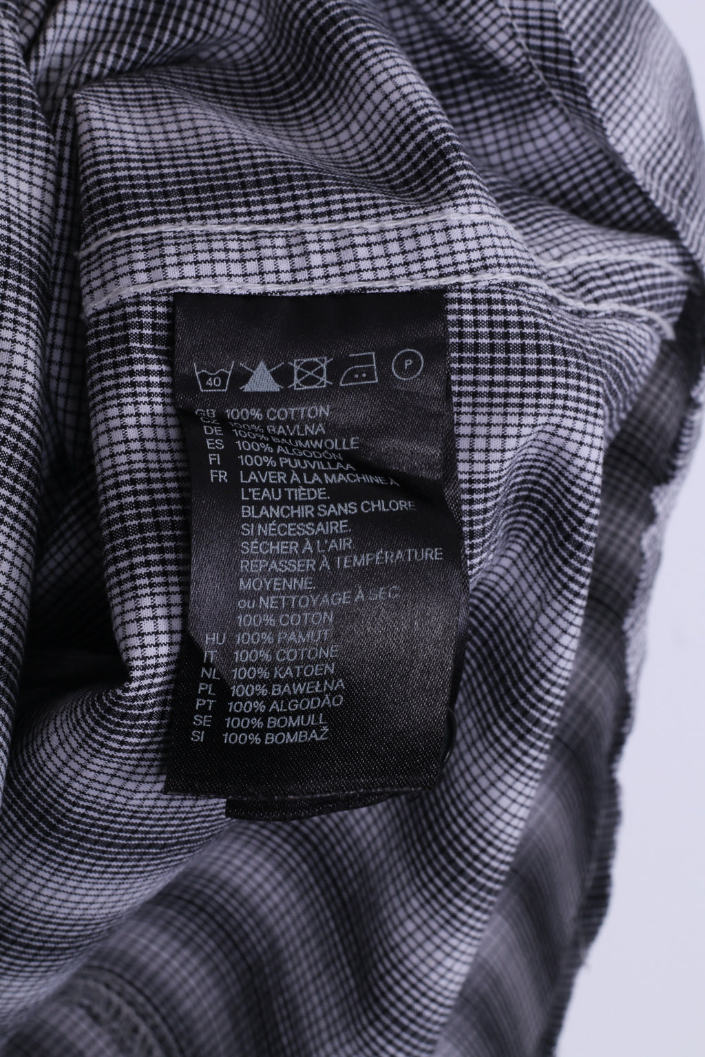 H&M Mens L (M) Casual Shirt Black White Striped Cotton Long Sleeve