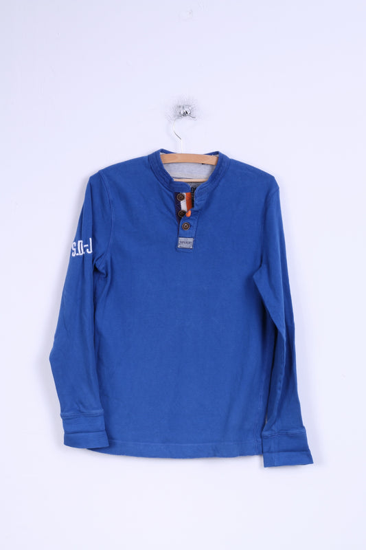 Superdry Chemise S Homme Bleu Coton Ajustée Boutons Détaillés Japon