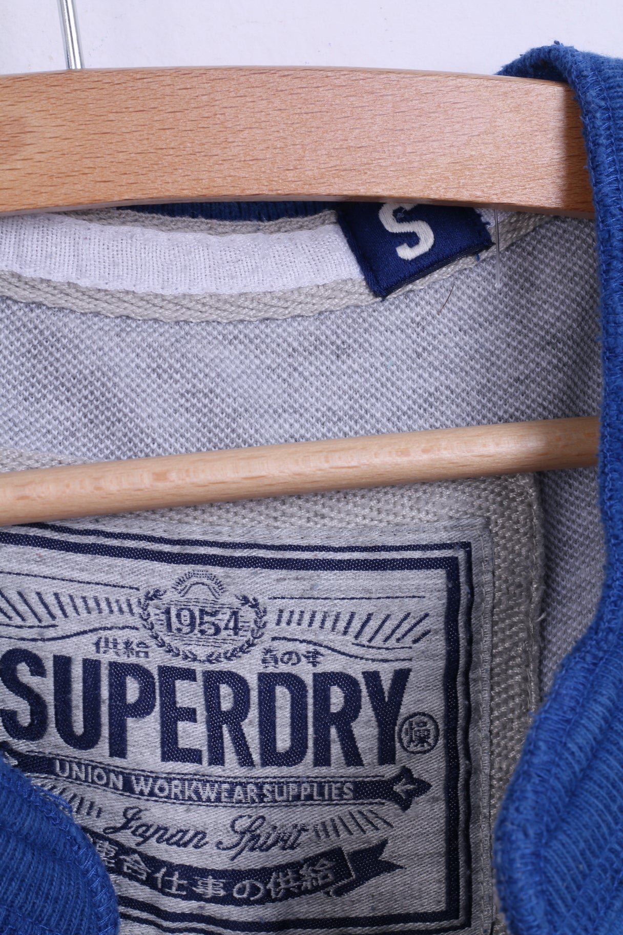 Superdry Chemise S Homme Bleu Coton Ajustée Boutons Détaillés Japon