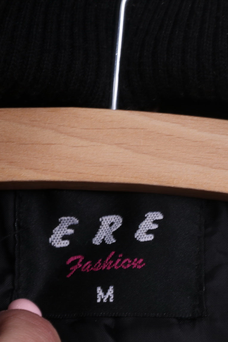 Ere Fashion Veste M pour femme Noir brillant avec capuche rembourrée en fourrure