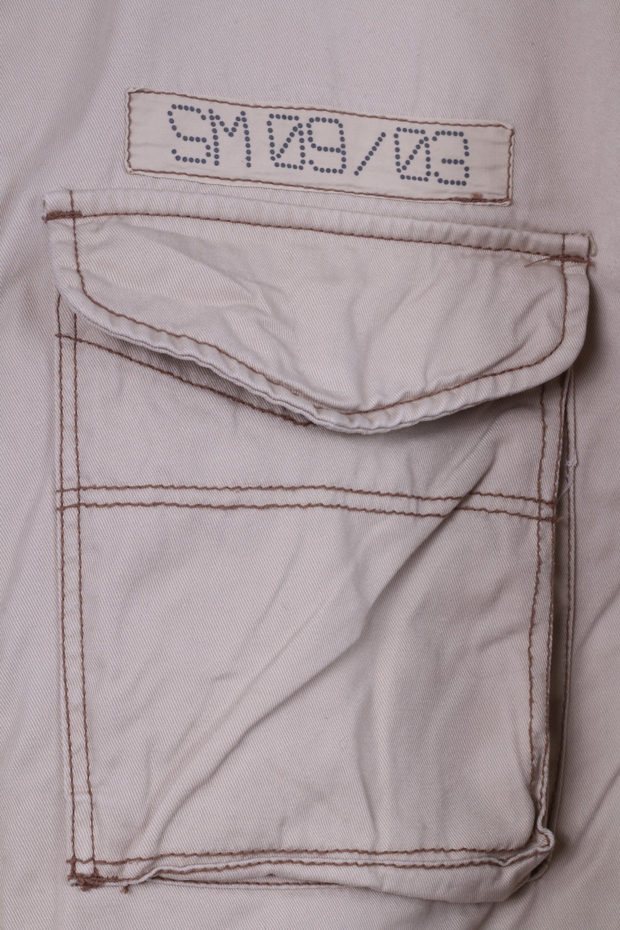 Smog Jeans Company Veste XL pour homme Beige 100 % coton avec fermeture éclair et boutons-pression multi-poches