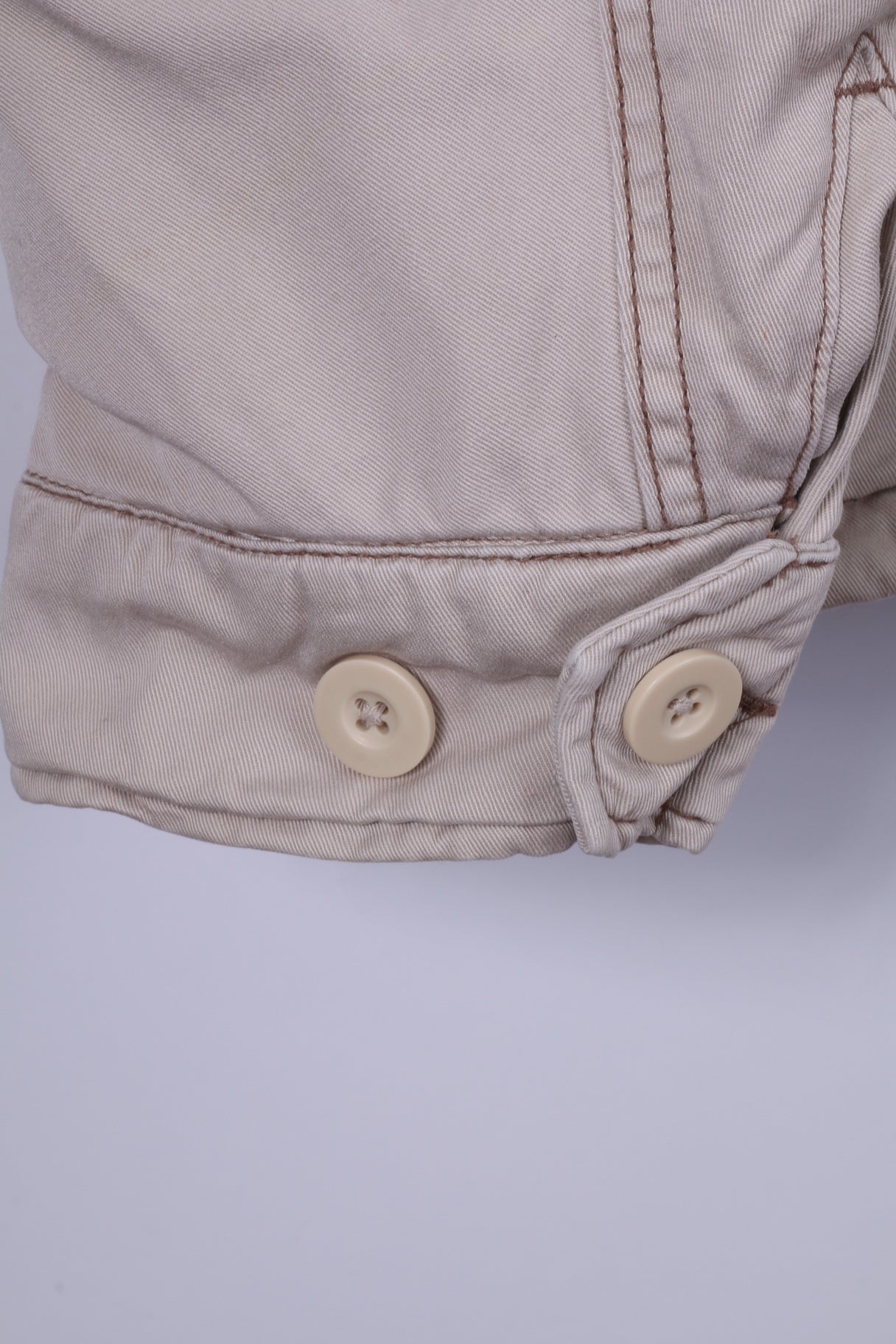 Smog Jeans Company Veste XL pour homme Beige 100 % coton avec fermeture éclair et boutons-pression multi-poches