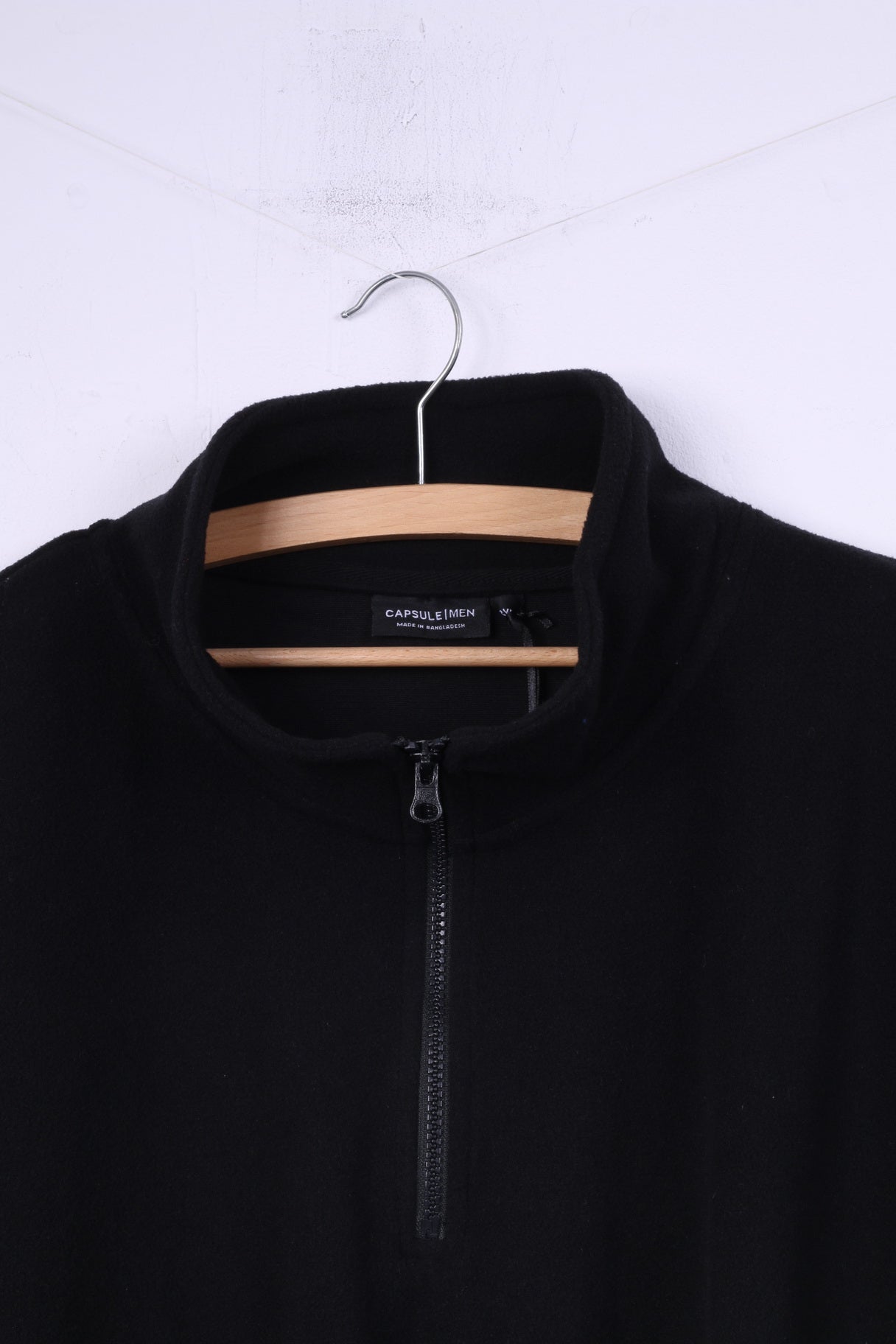 New Capsule Mens 3XL Feece Top Black Sweatshirt Zip Neck