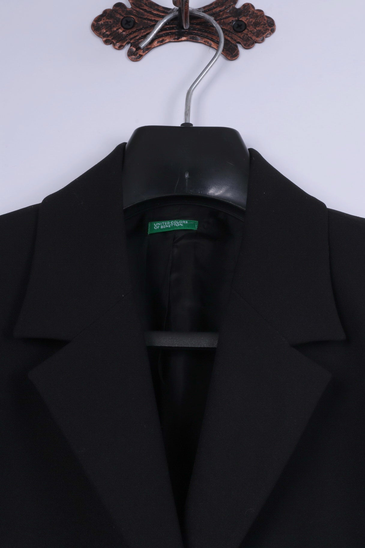 United Colors Of Benetton Women 46 M Blazer Black Shiny Classic Single Breasted Jacket