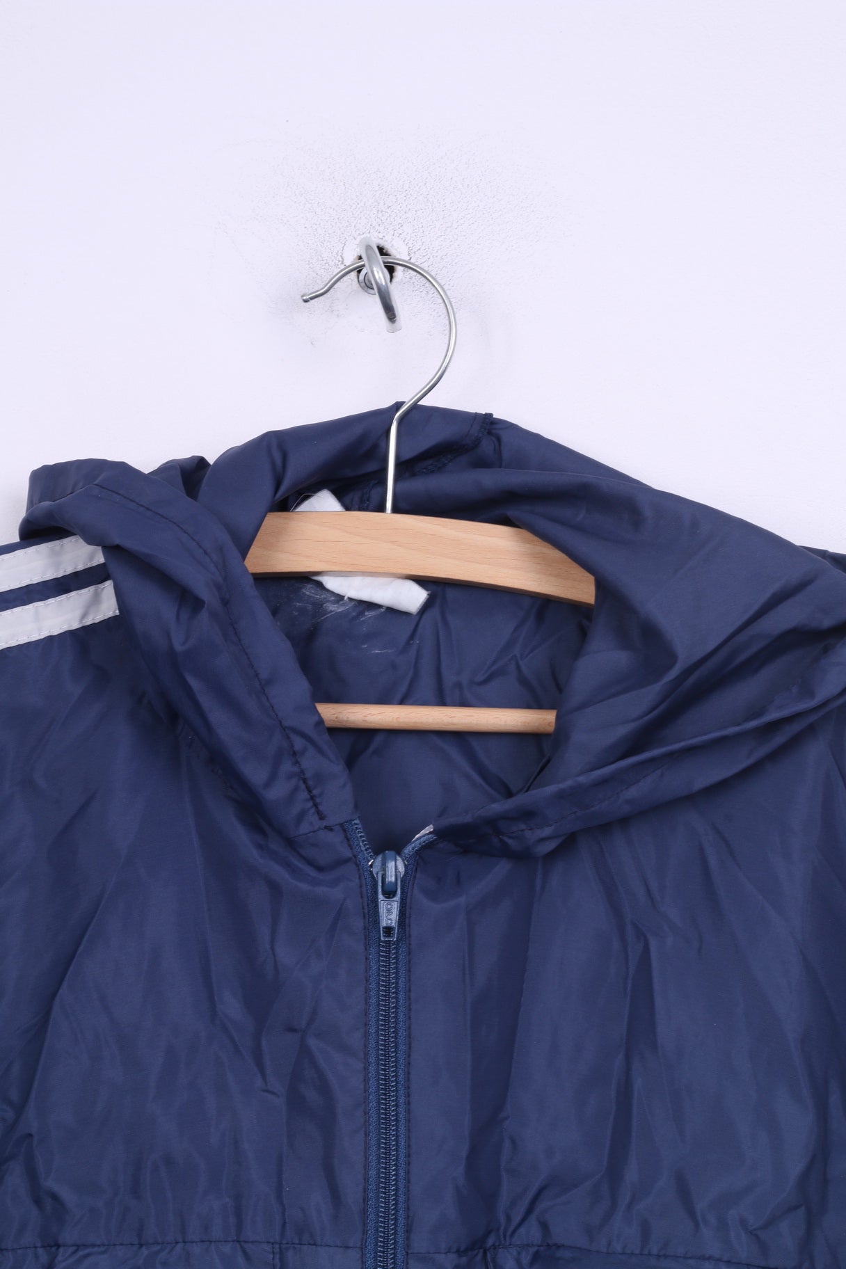 Vintage Mens S Jacket Lightweight Hooded Navy Full Zipper Sportswear