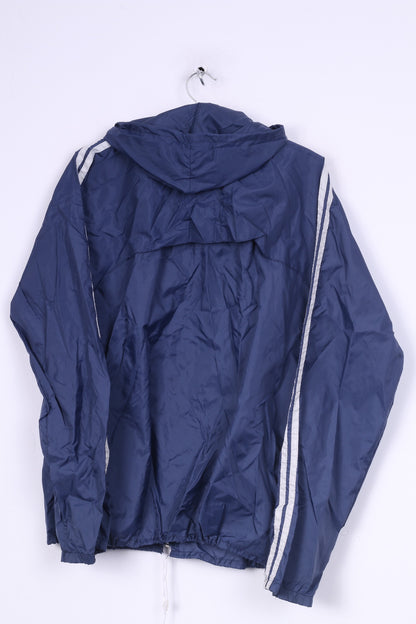 Vintage Mens S Jacket Lightweight Hooded Navy Full Zipper Sportswear