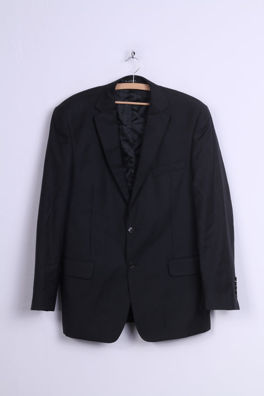 Guabello Hommes 182/108/94 L Blazer Noir Rayé Laine Lantier Italie Super '130 Costume Haut