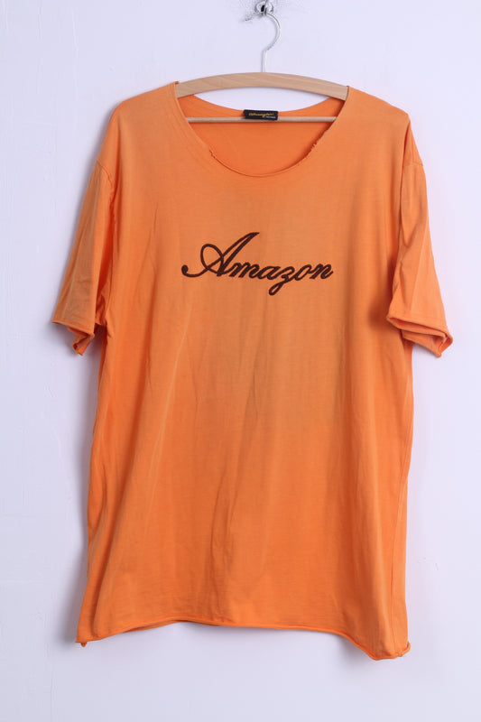 Wrangler T-shirt XL pour homme en coton orange col rond Amazon dos brodé