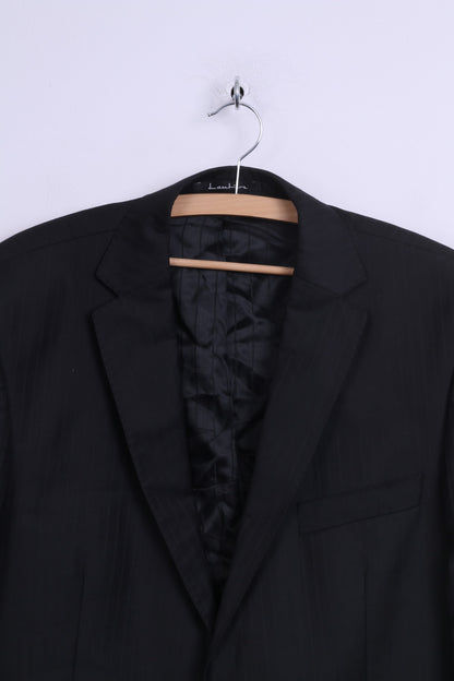 Guabello Mens 182/108/94 L Blazer Black Striped Wool Lantier Italy Super '130 Suit Top