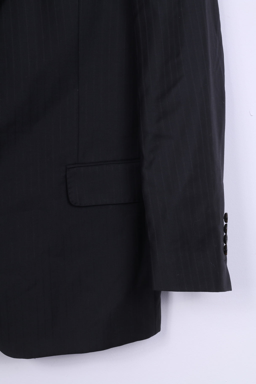 Guabello Mens 182/108/94 L Blazer Black Striped Wool Lantier Italy Super '130 Suit Top