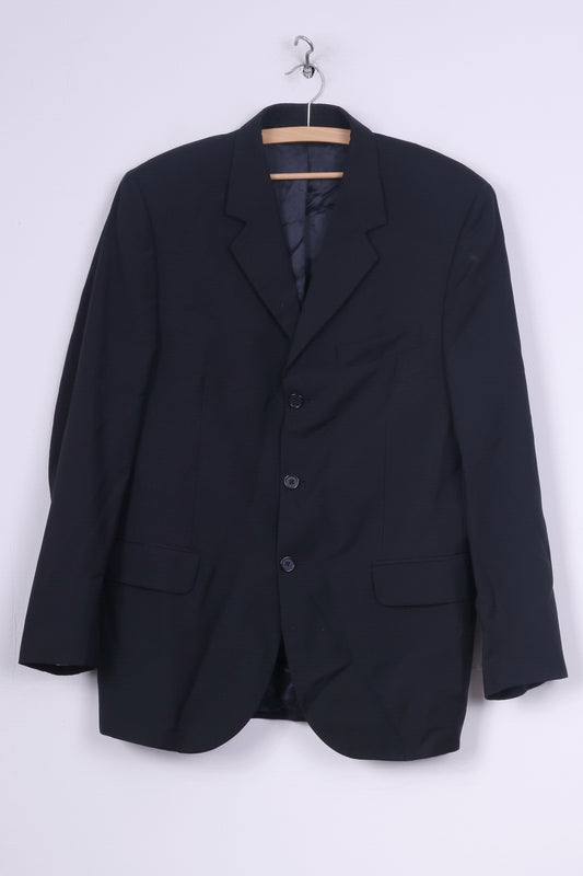 Vivaldi Mens 52 M Blazer Navy Single Breasted Super 110's Italy Shoulder Pads Vintage