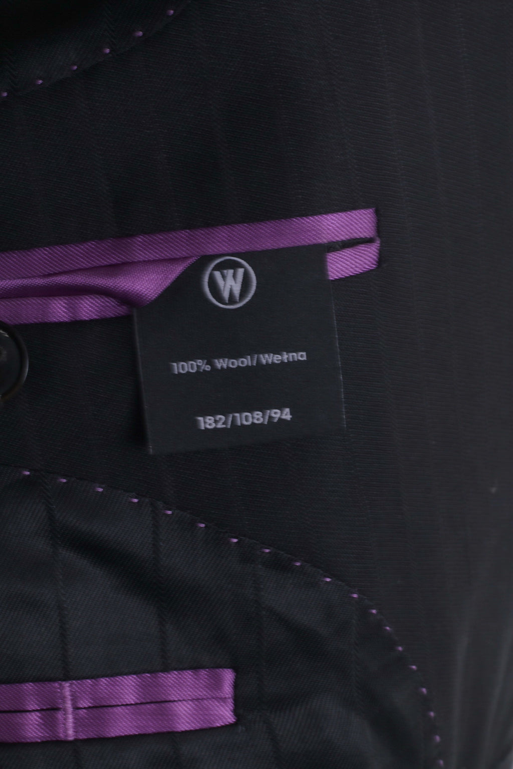 Guabello Mens 182/108/94 L Blazer Black Striped Wool Lantier Italy Super '130 Suit Top