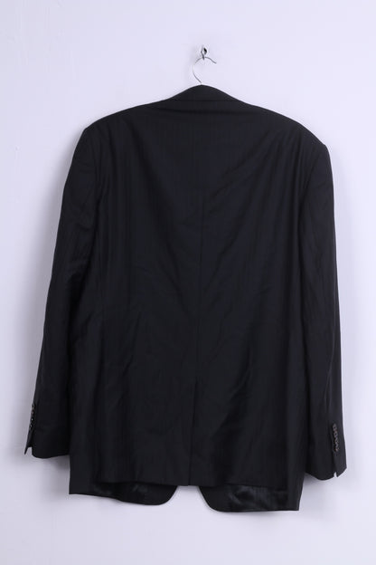 Guabello Mens 182/108/94 L Blazer Black Striped Wool Lantier Italy Super '130 Suit Top