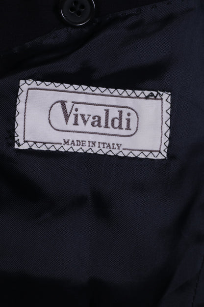 Vivaldi Mens 52 M Blazer Navy Single Breasted Super 110's Italy Shoulder Pads Vintage