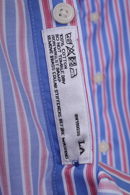 Charles Tyrwhitt Mens 16.5 34 L Casual Shirt Blue Cotton Striped Long Sleeve
