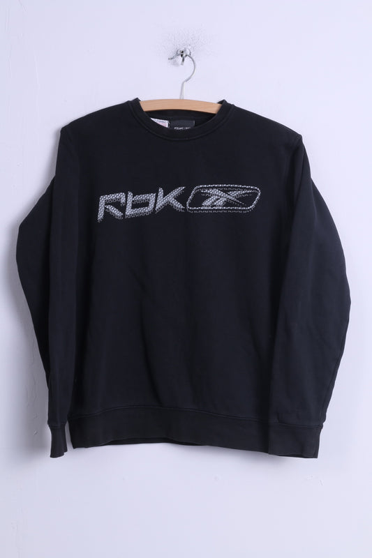 Reebok Boys 16 age Sweatshirt Black Cotton Crew Neck Grapgic Logo Top