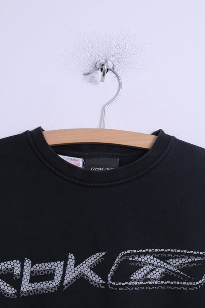 Reebok Sweat-shirt à col rond en coton noir avec logo Grapgic pour garçon de 16 ans