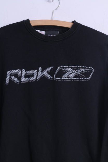 Reebok Sweat-shirt à col rond en coton noir avec logo Grapgic pour garçon de 16 ans