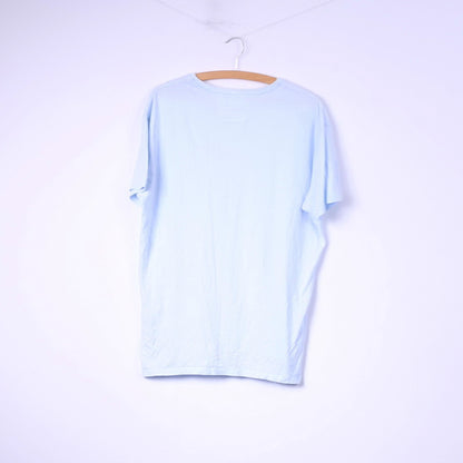 Replay Mens XL T-Shirt Light Blue Cotton Crew Neck Top